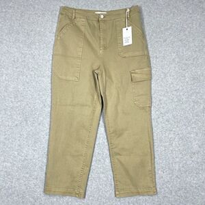 Risen Jeans Womens 15 32 Cargo‎ Boyfriend High Rise Tan Denim Baggy Wide Leg NWT
